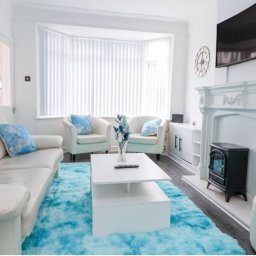 vibrant living room with smart tv